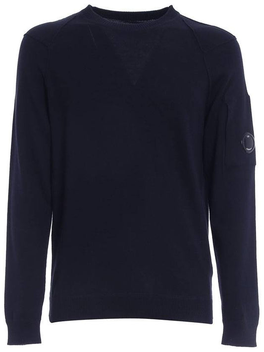 Men's Lens Wappen Long Sleeve Knit Top Navy - CP COMPANY - BALAAN.