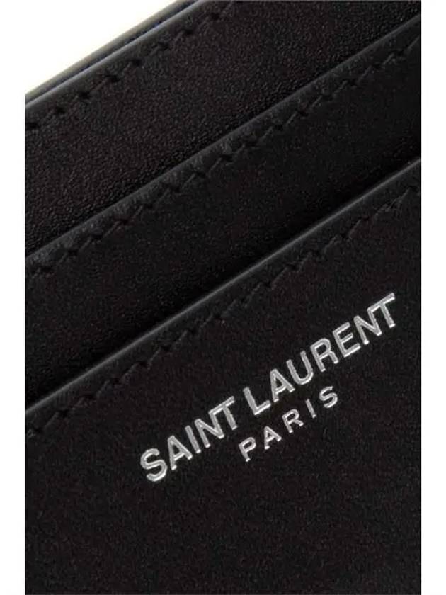 Smooth Leather Classic Logo Card Wallet Black - SAINT LAURENT - BALAAN 4