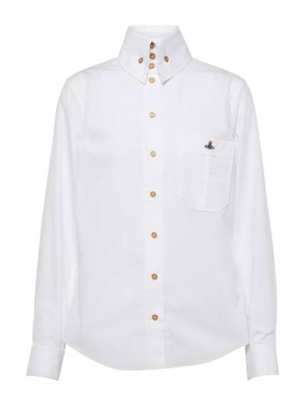 Embroidered ORB Logo Cotton Short-Sleeved Shirt White - VIVIENNE WESTWOOD - BALAAN 1