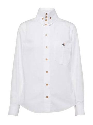 Embroidered ORB Logo Cotton Short-Sleeved Shirt White - VIVIENNE WESTWOOD - BALAAN 1