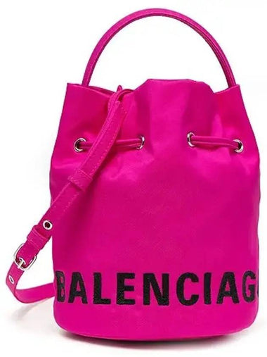 Logo Drawstring Bucket Bag Pink - BALENCIAGA - BALAAN 1