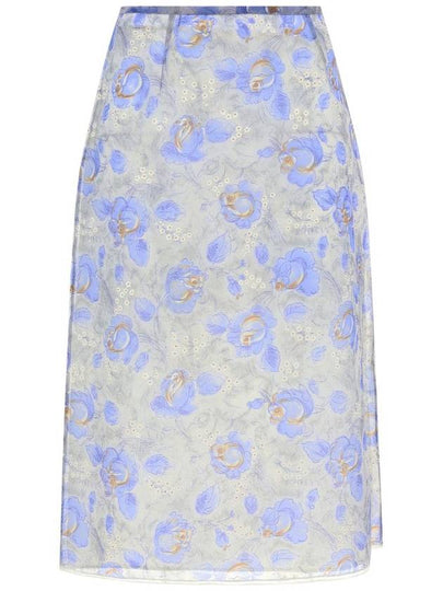 Printed nylon midi H line skirt blue - PRADA - BALAAN 2