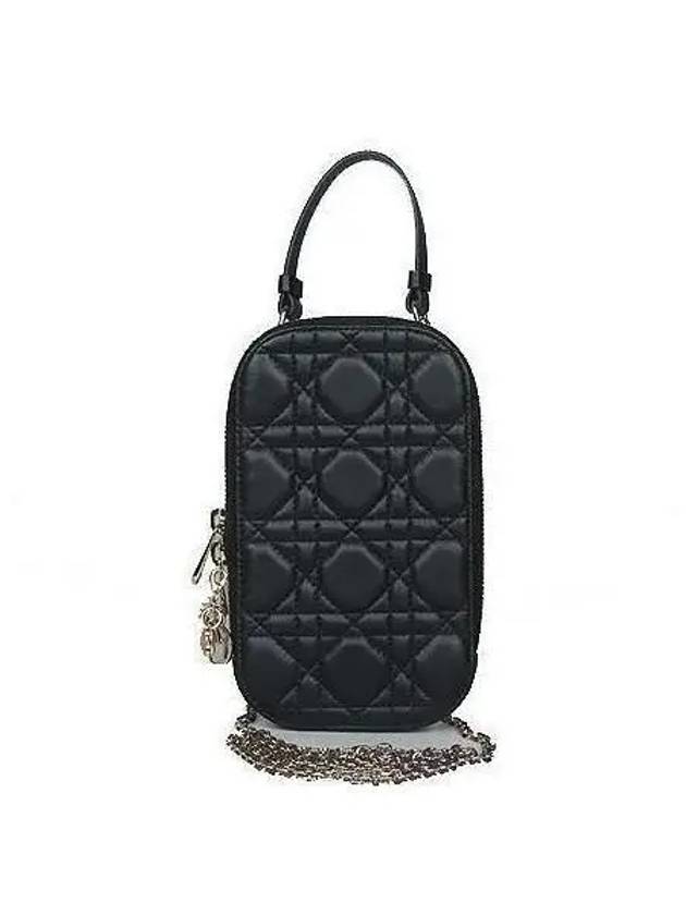 S0872ONMJ Lady Black Cannage Lambskin Cell Phone Holder Chain Cross Bag - DIOR - BALAAN 1