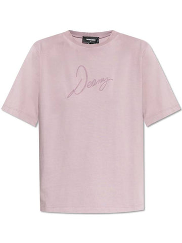 Dsquared2 T-shirt With Printed Logo, Women's, Purple - DSQUARED2 - BALAAN 1