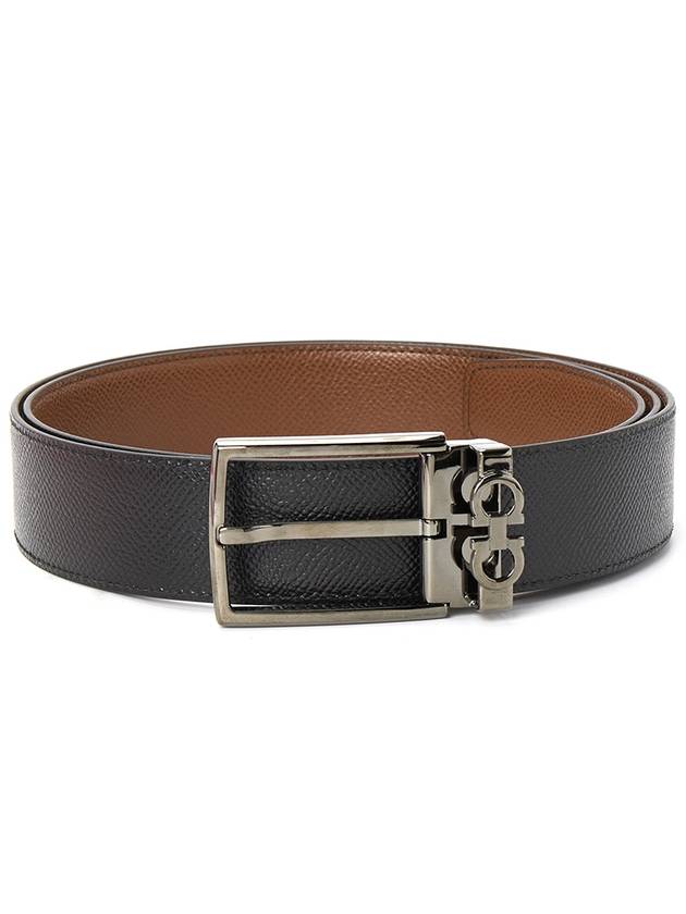 Gancini Reversible Adjustable Leather Belt Radica Black - SALVATORE FERRAGAMO - BALAAN 3