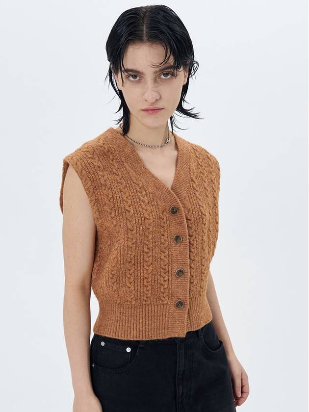 TWISTED CROPPED KNIT VEST ORANGE - ETCH - BALAAN 5