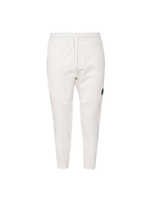 Men's Diagonal Lens Wappen Fleece Track Pants White - CP COMPANY - BALAAN.