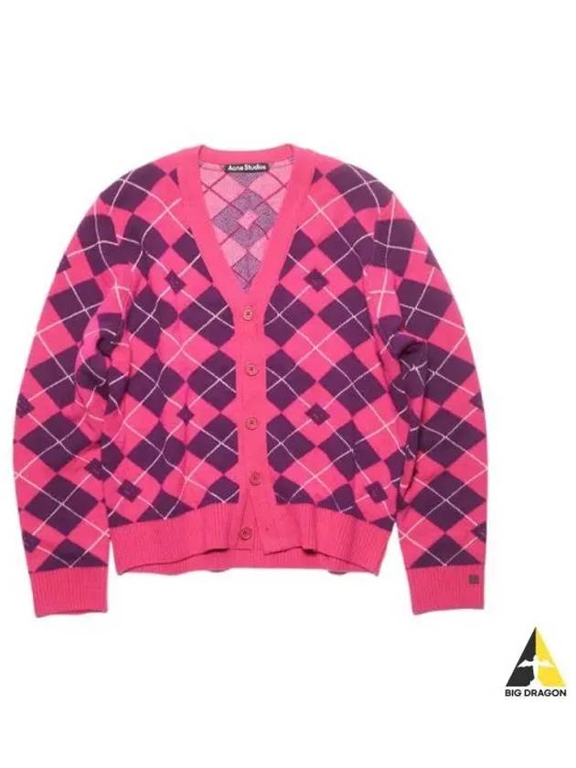 Jacquard Wool Cardigan Bright Pink - ACNE STUDIOS - BALAAN 2