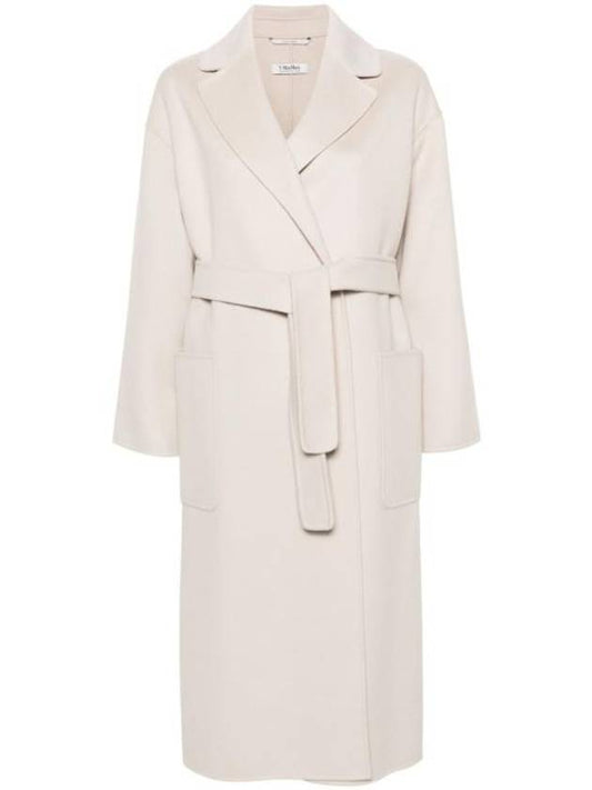 Nina Belted Virgin Wool Single Coat Ivory - S MAX MARA - BALAAN 1