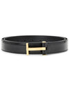 Logo Buckle Leather Belt Black - TOM FORD - BALAAN 1