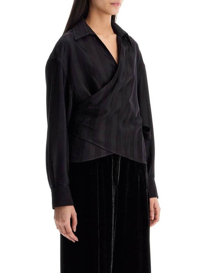 women's wrap shirt in night stripe viscose - GOLDEN GOOSE - BALAAN 2