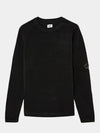 Lens Wappen Crew Neck Knit Black - CP COMPANY - BALAAN.