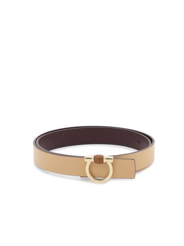 Gancini Buckle Reversible Leather Belt Burgundy Beige - SALVATORE FERRAGAMO - BALAAN 1