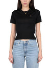 Women's ORB Logo Wool Silk Blend Crop Knit Top Black - VIVIENNE WESTWOOD - BALAAN 2