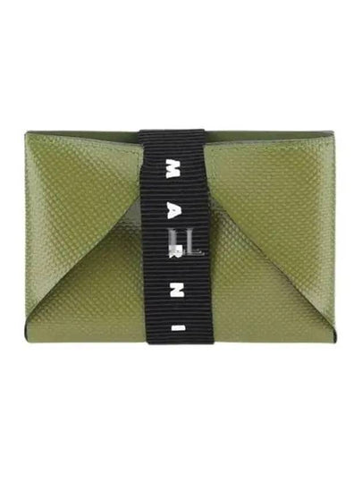 Logo Strap Leather Card Wallet Green - MARNI - BALAAN 2