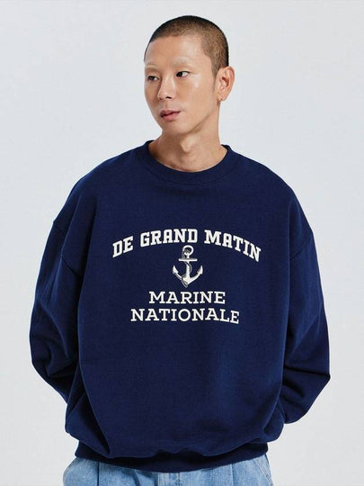 V Heavy Sweat Marine Sweatshirt Navy - DE GRAND MATIN - BALAAN 2