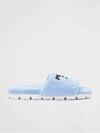 Embroidered Logo Terry Fur Slippers Blue - PRADA - BALAAN 5