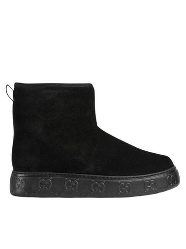 Women's Suede Middle Boots Black - GUCCI - BALAAN 1