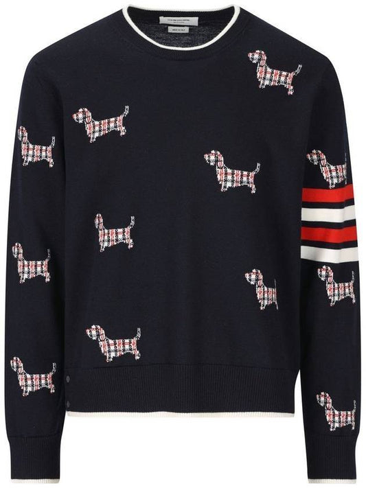 4-Bar Relaxed Hector Pullover Wool Knit Top Navy - THOM BROWNE - BALAAN 1