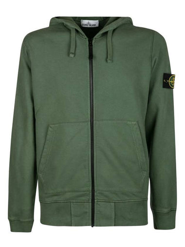 Wappen Patch Cotton Zip Up Hoodie Sage Green - STONE ISLAND - BALAAN 1