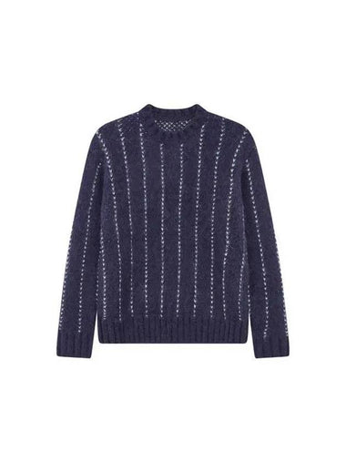 Men's jacquard striped knit navy 270234 - SACAI - BALAAN 1