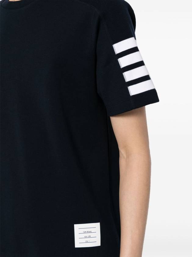 4-Bar Striped Cotton Short Sleeve T-Shirt Navy - THOM BROWNE - BALAAN 5