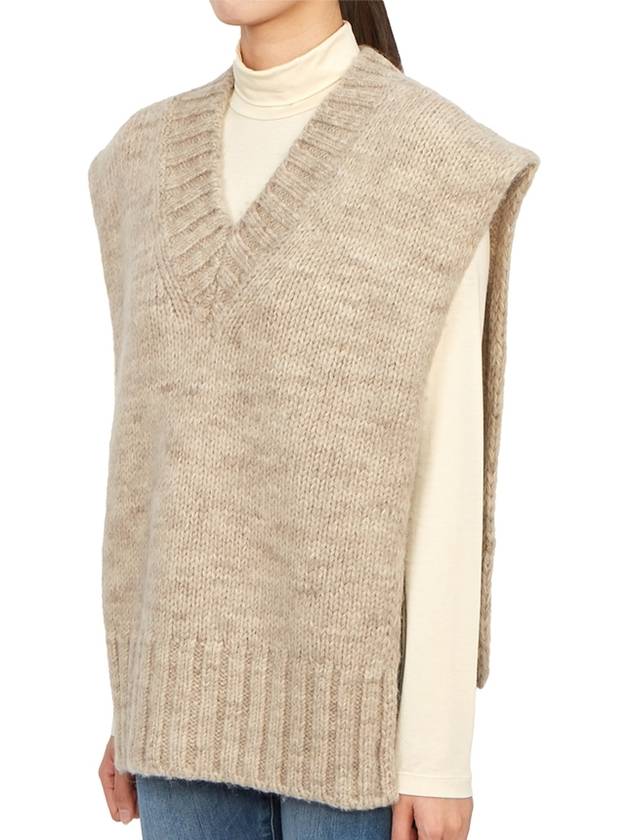 Women's V-neck Knit Vest Beige - MAISON MARGIELA - BALAAN.