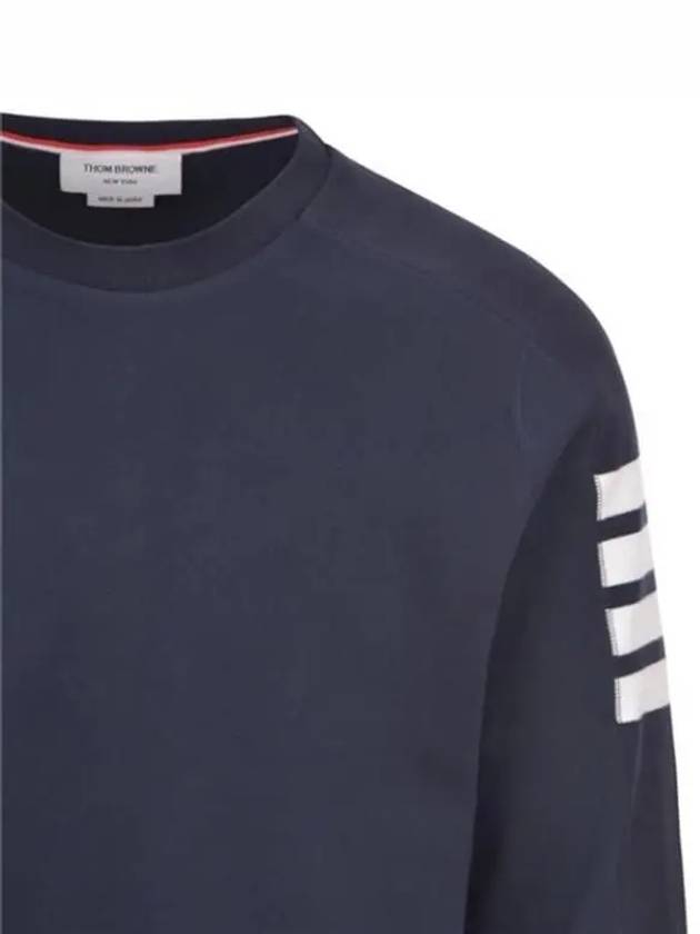 4-Bar Striped Cotton Long Sleeve T-Shirt Navy - THOM BROWNE - BALAAN 3