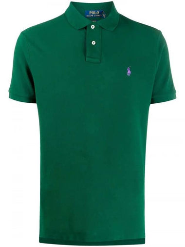 Men's Purple Embroidery Logo Short Sleeve PK Shirt Deep Green - POLO RALPH LAUREN - BALAAN 1