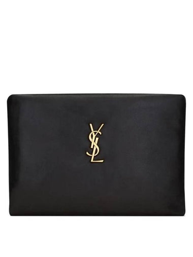 Calypso Zipper Small Clutch Bag Black - SAINT LAURENT - BALAAN 1