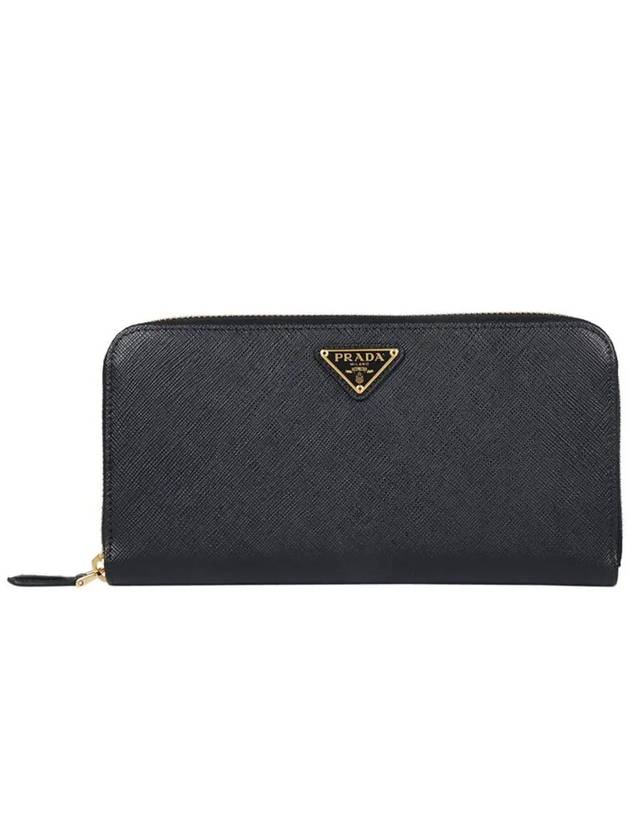 Saffiano Triangle Logo Long Wallet Black - PRADA - BALAAN 2