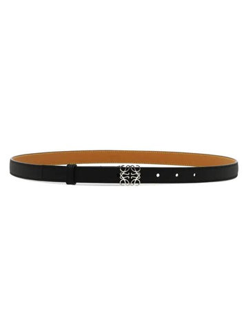 Anagram Buckle Pebble Grain Calfskin Belt Black - LOEWE - BALAAN 1