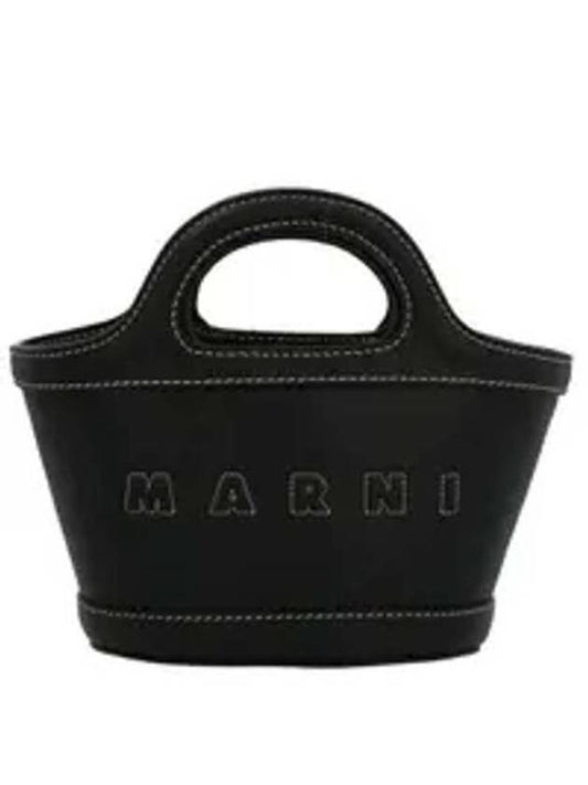 Women's Tropicalia Micro Leather Tote Bag Black - MARNI - BALAAN 2