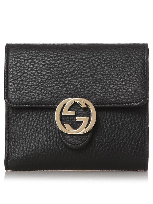 GG Interlocking Half Wallet Black - GUCCI - BALAAN