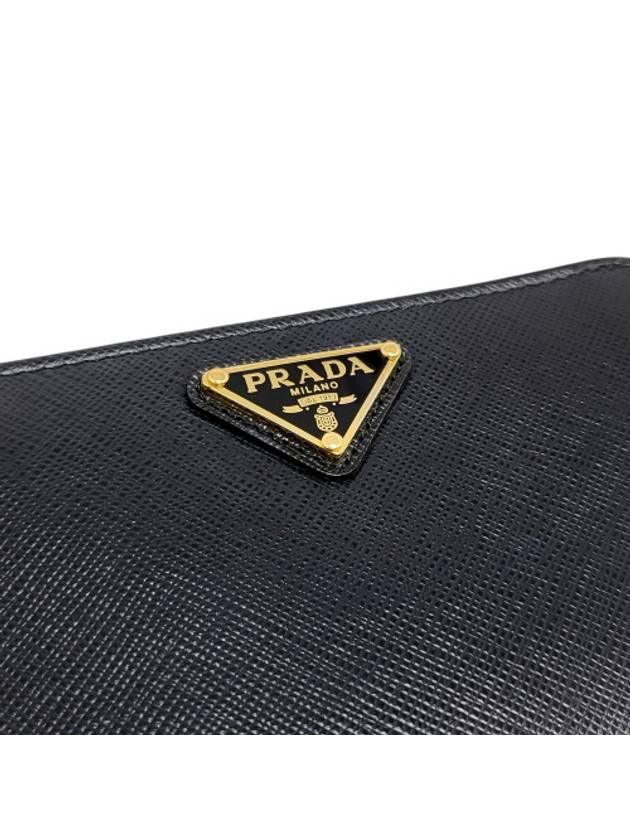 1ML225 Black Saffiano Gold Triangular Logo Zip up Medium Wallet - PRADA - BALAAN 5