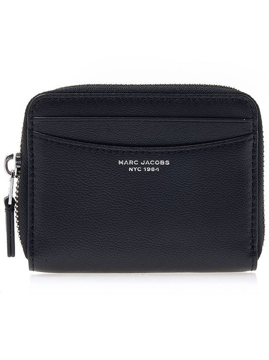 Women's The Slim Zip-up Logo Card Wallet Black - MARC JACOBS - BALAAN.