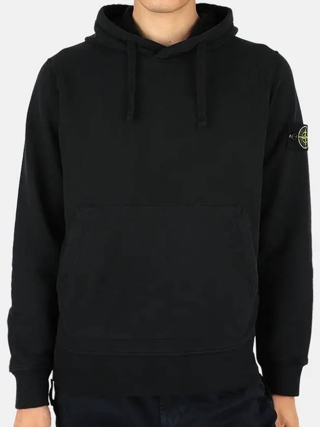 Wappen Patch Cotton Fleece Hoodie Black - STONE ISLAND - BALAAN 3