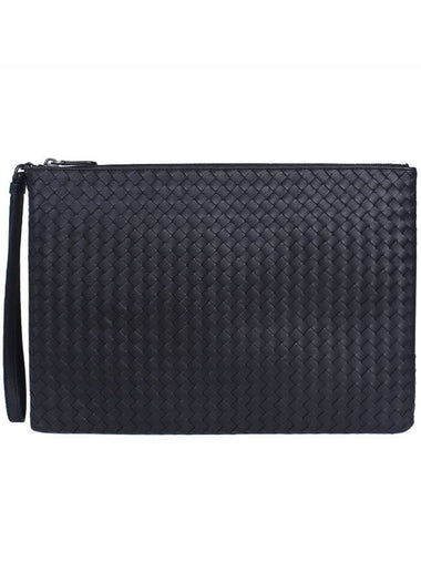 Men's Intrecciato Strap Clutch Bag Black - BOTTEGA VENETA - BALAAN 1