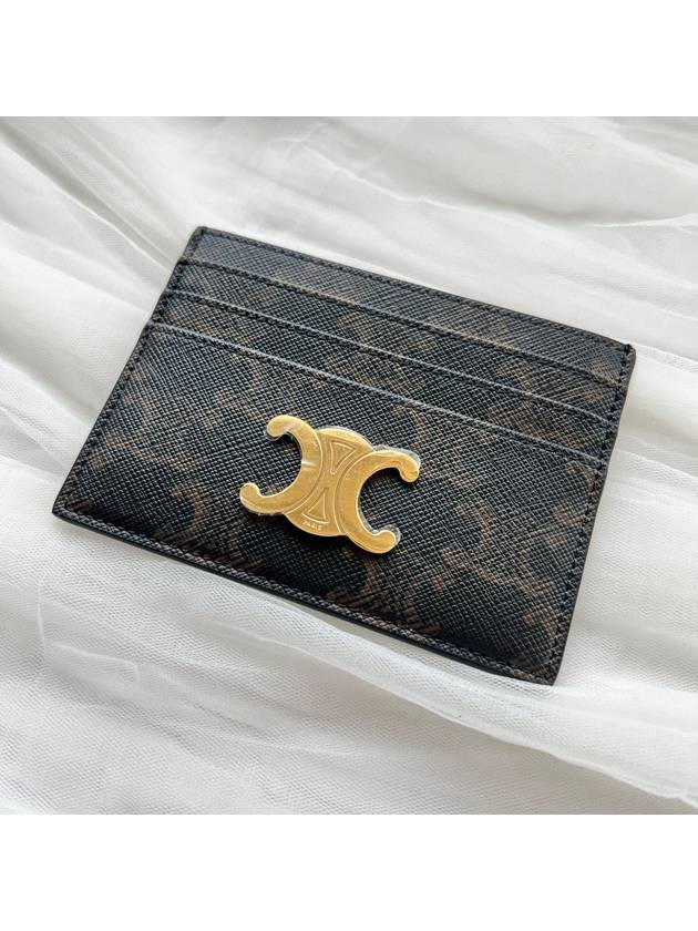 Triomphe Card Holder in Triomphe Canvas Tan - CELINE - BALAAN 4