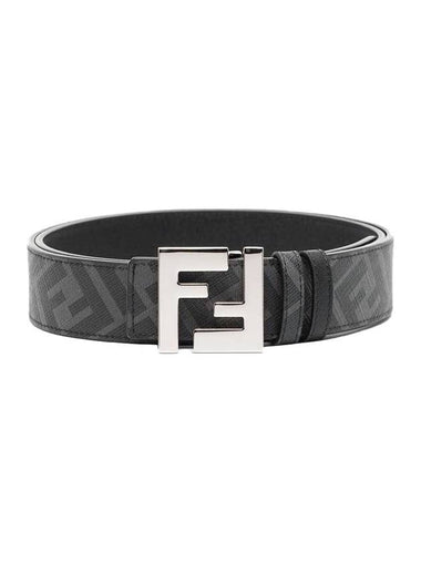 FF Buckle Pattern Reversible Leather Belt Black - FENDI - BALAAN 1