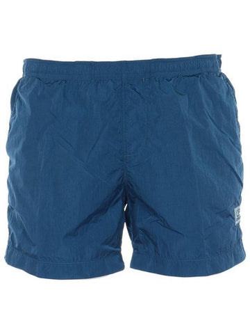 Logo Patch Swim Shorts Blue - CP COMPANY - BALAAN.