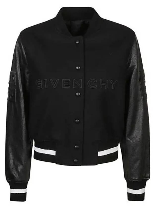 Embossed 4G Emblem Cropped Bomber Jacket Black - GIVENCHY - BALAAN 2