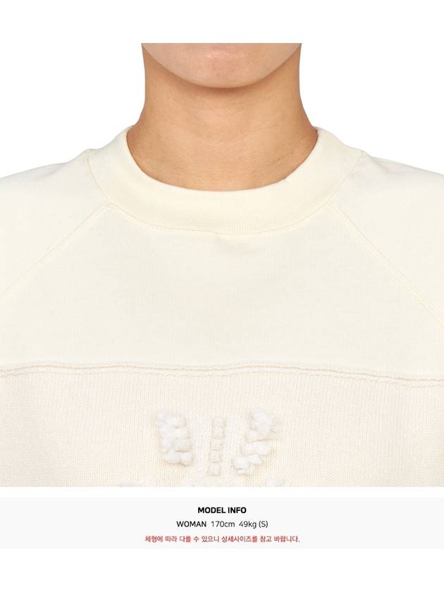 Women's Cashmere B Logo Patch Knit Top Ice White - BARRIE - BALAAN 8