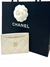 Classic Gold Hardware Grained Shiny Calfskin Card Wallet White - CHANEL - BALAAN 2