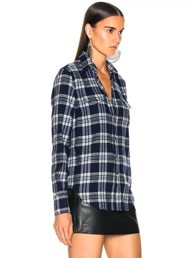 Women's Classic Western Check Shirt Blue - SAINT LAURENT - BALAAN 4