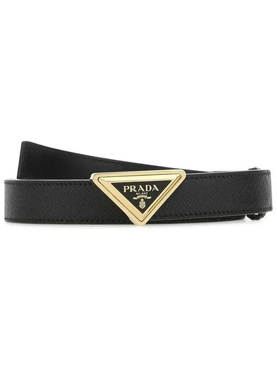 Triangle Logo Buckle Leather Belt Black - PRADA - BALAAN 2