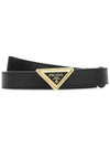 Triangle Logo Buckle Leather Belt Black - PRADA - BALAAN 3