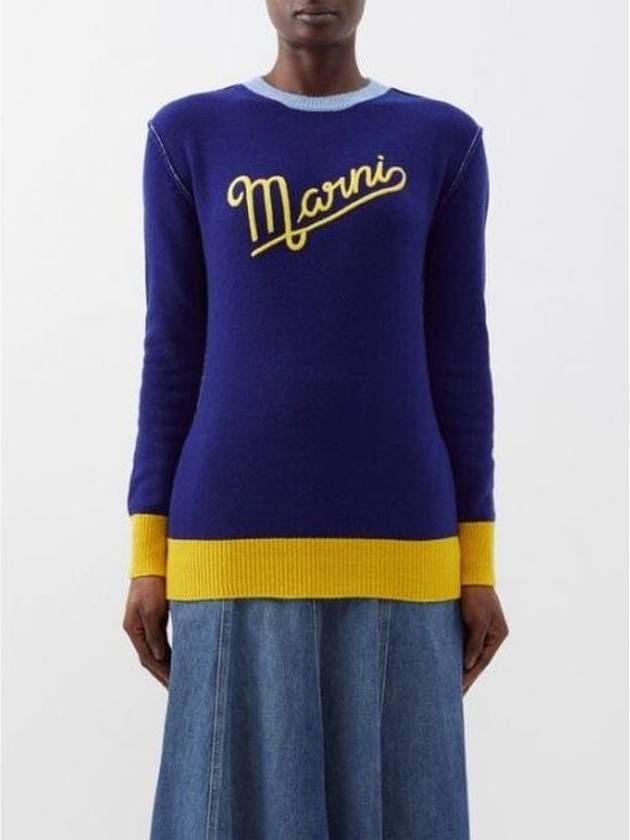 Logo Knit Top Blue - MARNI - BALAAN 2