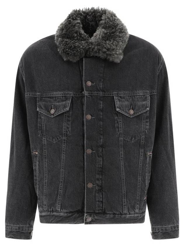 Sherpa Collar Denim Jacket Black - ACNE STUDIOS - BALAAN 1