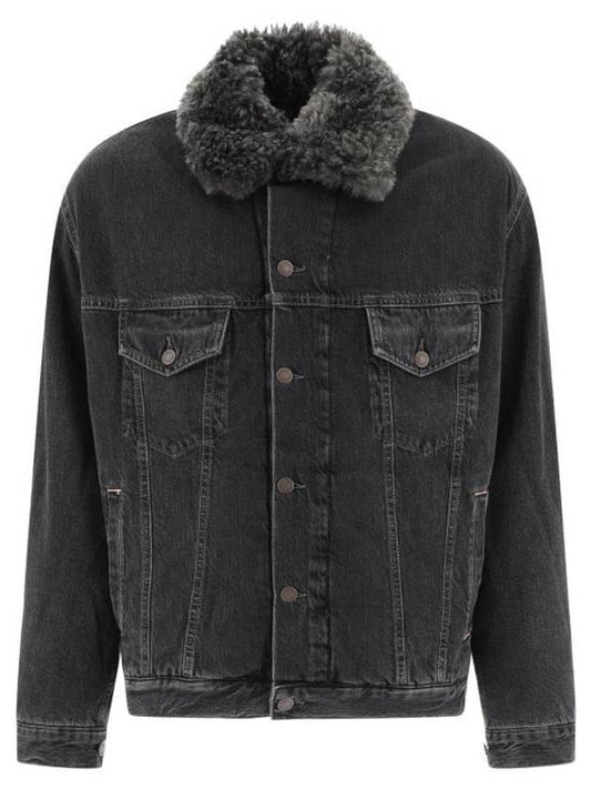 Sherpa Collar Denim Jacket Black - ACNE STUDIOS - BALAAN 1